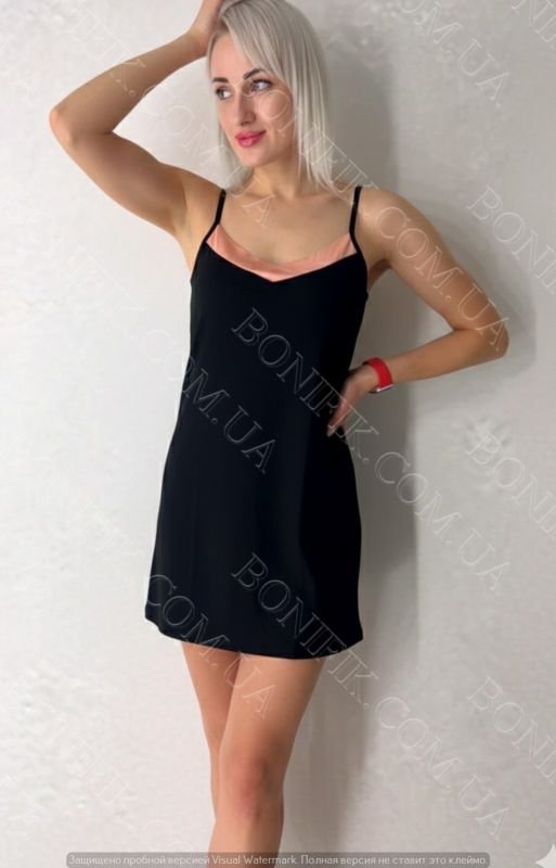 Женская ночная сорочка на тонкой бретели "Black Rose" (60049)